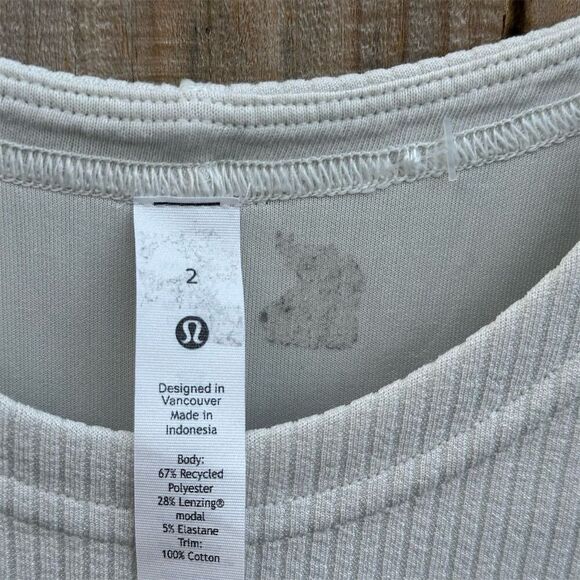 Lululemon Women's Beige Racerback Ribbed Dress Size 2 Summer Casual - Picture 3 of 5